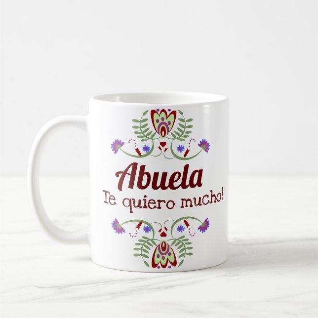 Caneca De Café Avós mexicanos - Presente Floral (Esquerda)
