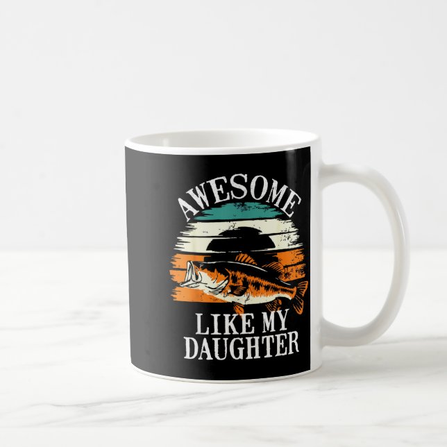 Caneca De Café Awesome Like My Daughter Retro Fishing Dad Funny F (Direita)