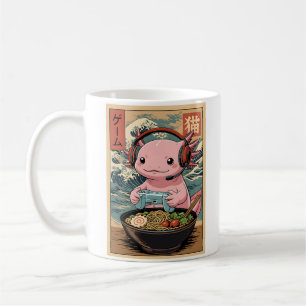 Caneca De Café Axolote Divertido de Gamer Comendo Ramen ao Estilo