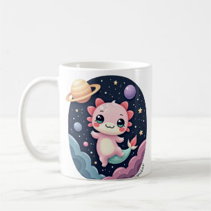 Caneca De Café Axolote Espacial Galáxia Kawaii Planeta Poeira Est