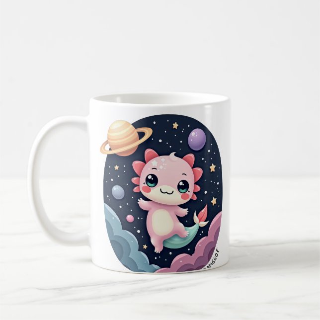 Caneca De Café Axolote Espacial Galáxia Kawaii Planeta Poeira Est (Esquerda)