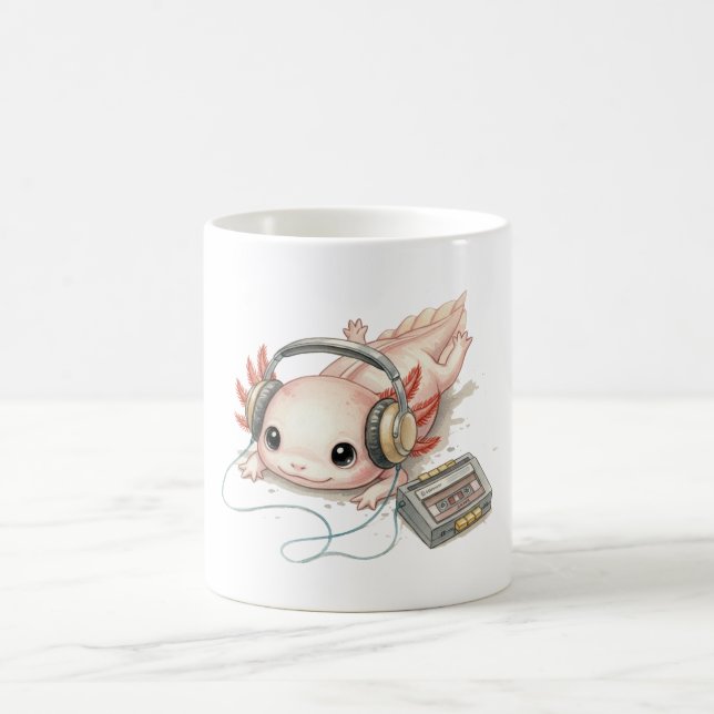 Caneca De Café Axolote Fofo com Fones de Ouvido (Centro)