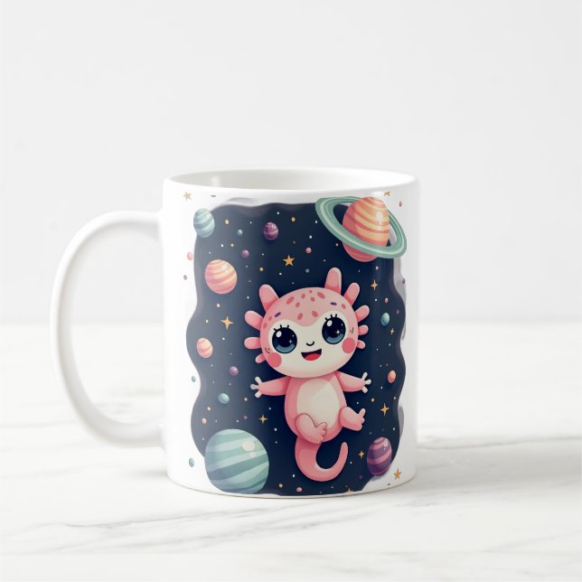 Caneca De Café Axolote Galáctico Espaço Cósmico Kawaii - Espaço F (Esquerda)