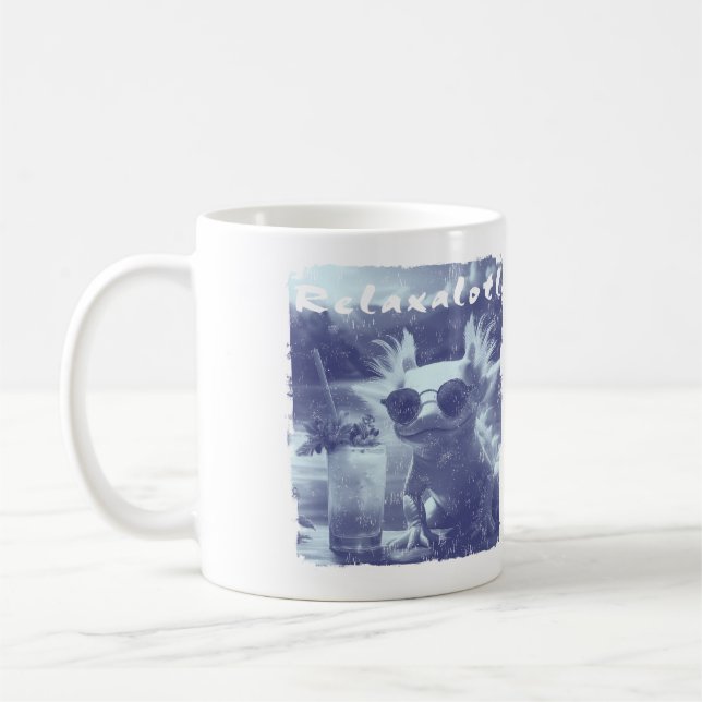Caneca De Café Axolote Relaxalotl Angustiado Azul (Esquerda)
