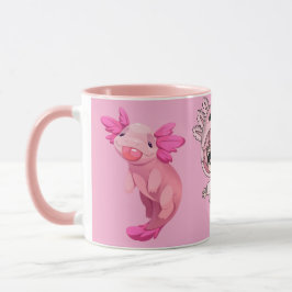 Caneca de Café Axolote Rosa Fofa Kawaii Chibi Meni