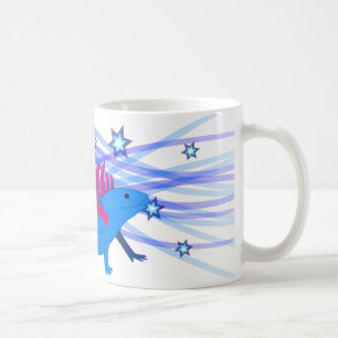 Caneca De Café Axolotl azul com estrelas