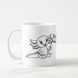 Caneca De Café Axolotl bonito com sinalizador de orgulho Bigender