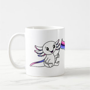 Caneca De Café Axolotl bonito com sinalizador de orgulho onissexu