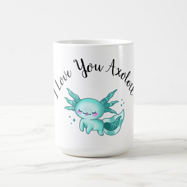 Caneca De Café Axolotl Cartoon Adorável Como Pun De Amor (Centro)