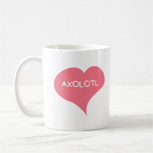 Caneca De Café AXOLOTL Coração de Amor Rosa