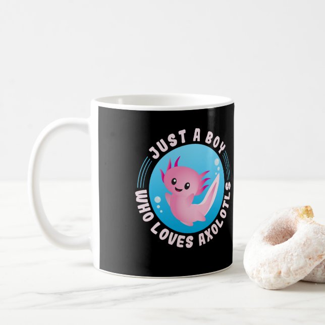Caneca De Café Axolotl Lover Apenas Um Menino Que Ama Axolotls Ka (Com Donut)