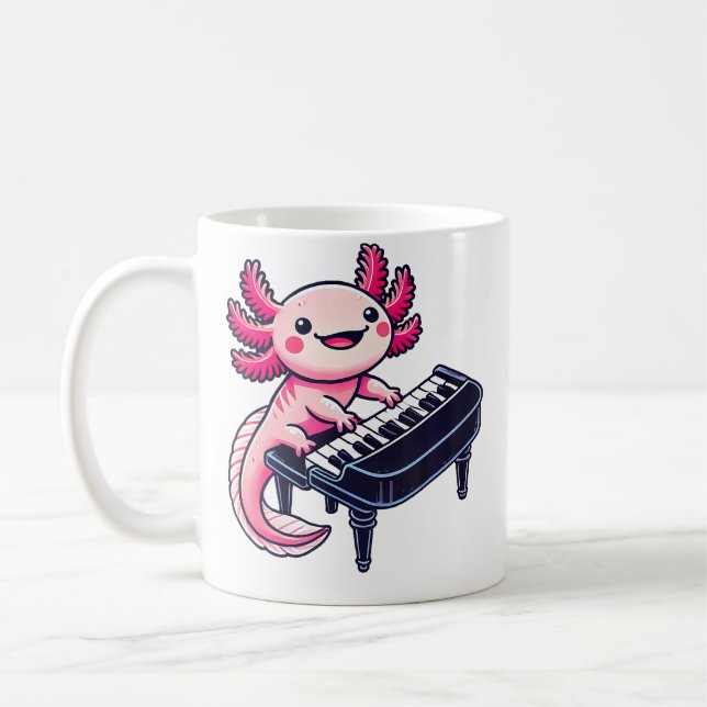 Caneca De Café Axolotl Playing Piano Axolotls Musician Music (Esquerda)