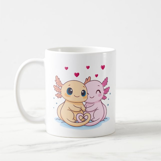 Caneca De Café Axolotl Valentine Love Mug – Cute Couple (Esquerda)