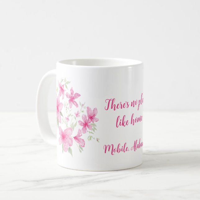 Caneca De Café Azálea Rosa Floral (Frente Esquerda)