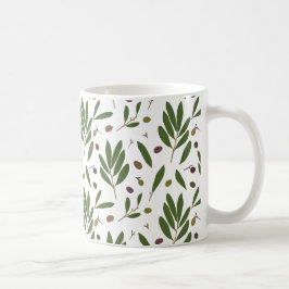 Caneca De Café Azeitonas e ramos minimalistas - padrão uniforme