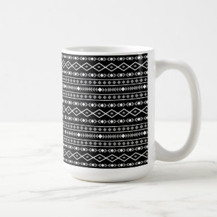 Caneca De Café Aztec Formas Padrão Cinza Preto Branco