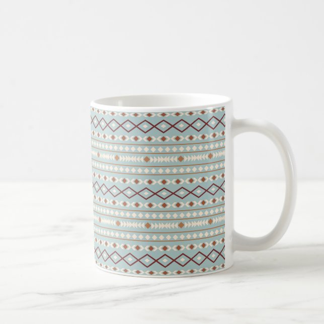 Caneca De Café Aztec Formas Padrão Rastreamento Creme Azul-Teal (Direita)