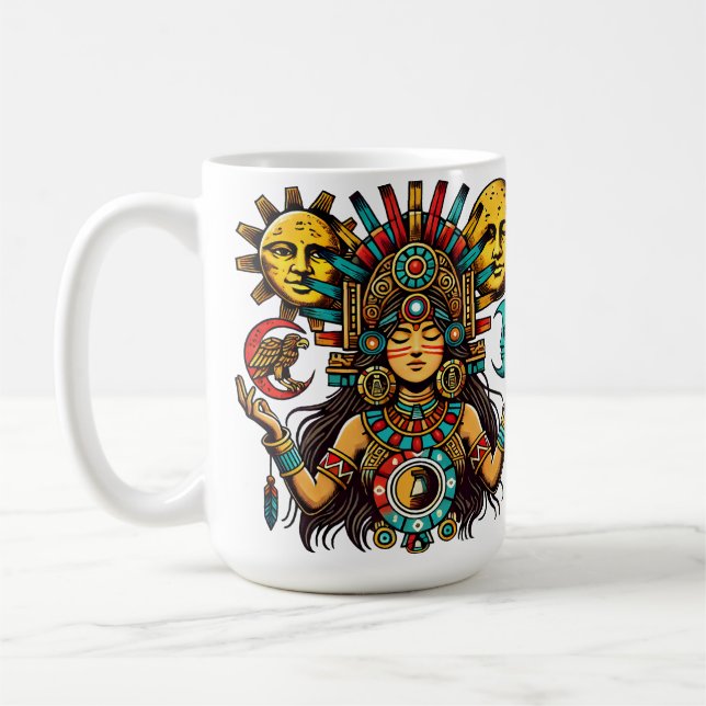 Caneca De Café Aztec Índia, princesa moda-sol Arte popular (Esquerda)