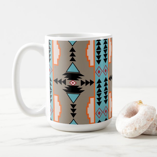 Caneca De Café Aztec Tribal Geométrico (Com Donut)