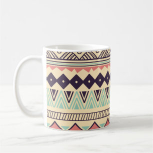 Caneca De Café Aztec Tribal Stripes: Ilustração Vintage