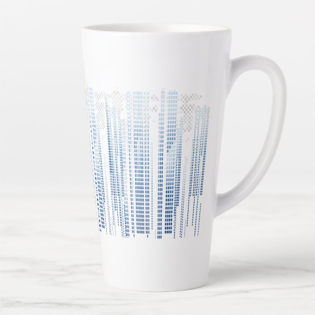 Caneca de Café Azul Abstrata - Xícara de Café Alta (Direita)