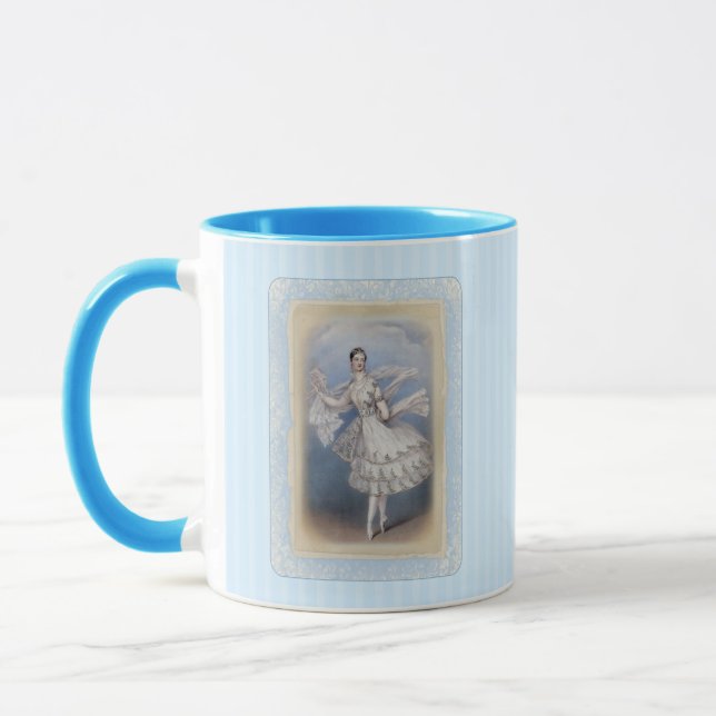 Caneca de Café Azul Aqua Soft Ballerina Vintage (Esquerda)