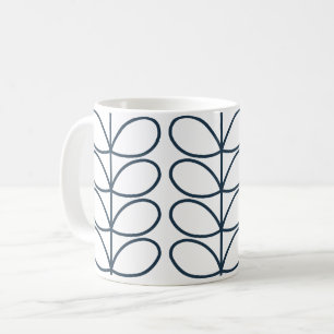 Caneca De Café Azul-baleia-tronco linear e branco por Orla Kiely