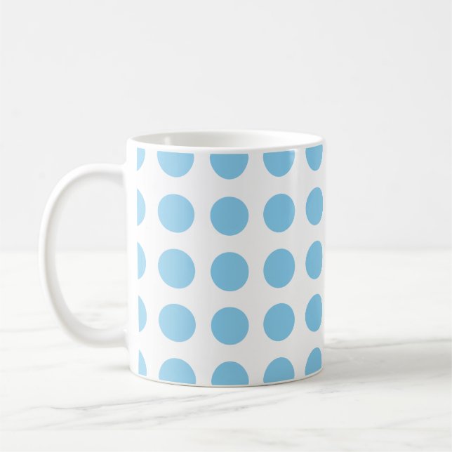Caneca De Café Azul-bebê em Horiz Grande Branco. Bolinhas (Esquerda)