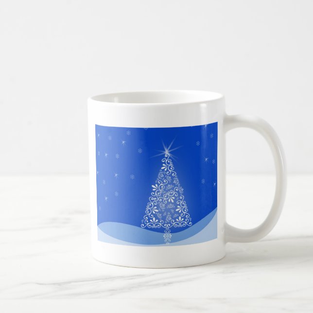 Caneca De Café Azul Branca, Árvore de Natal Meritíssimo, Estrelas (Direita)