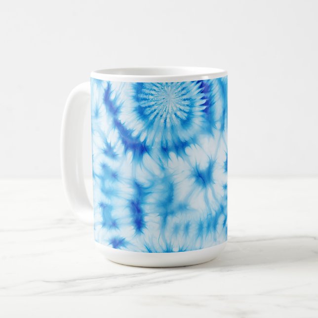 Caneca De Café Azul, branco, colar espiral (Frente Esquerda)