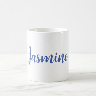 Caneca De Café Azul branco minimalista moderno adicione seu nome