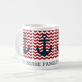 Caneca De Café Azul Branco Vermelho da Reunião da Família de Ânco