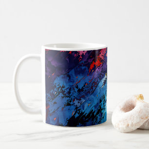 Caneca De Café Azul Brasa Azul Vermelho Arte Contemporânea Abstra