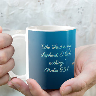 Caneca De Café Azul Brilhante e Moldura de Deus Personalizável