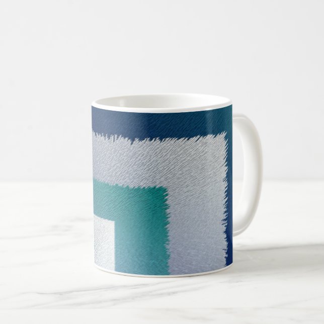 Caneca De Café azul cinza turquesa ex pastel (Frente Esquerda)