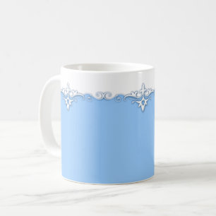 Caneca De Café Azul-claro da borda do ornamento da safra