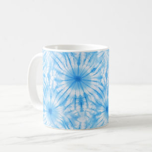 Caneca De Café Azul Claro Tie Dye Branco
