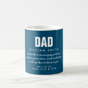 Caneca de café azul com citação do papai tipografi