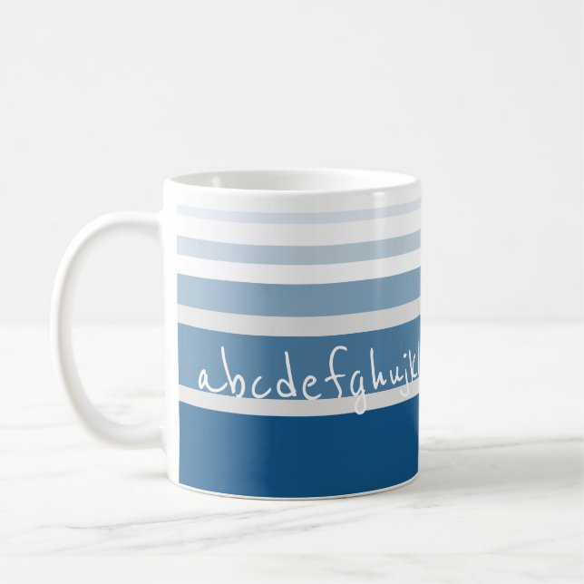 Caneca De Café Azul com faixa de Cinza (Esquerda)