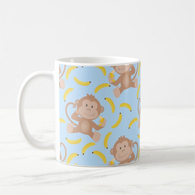 Caneca De Café Azul de banana com macaco (Esquerda)