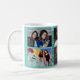 Caneca De Café Azul de Colagem Personalizada para Melhor Amigos p