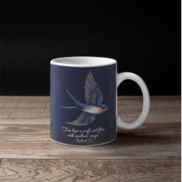 Caneca De Café Azul de Cotação Elegante Simples para Aves