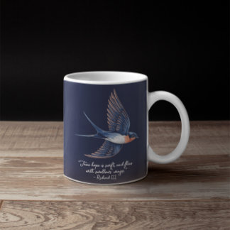Caneca De Café Azul de Cotação Elegante Simples para Aves