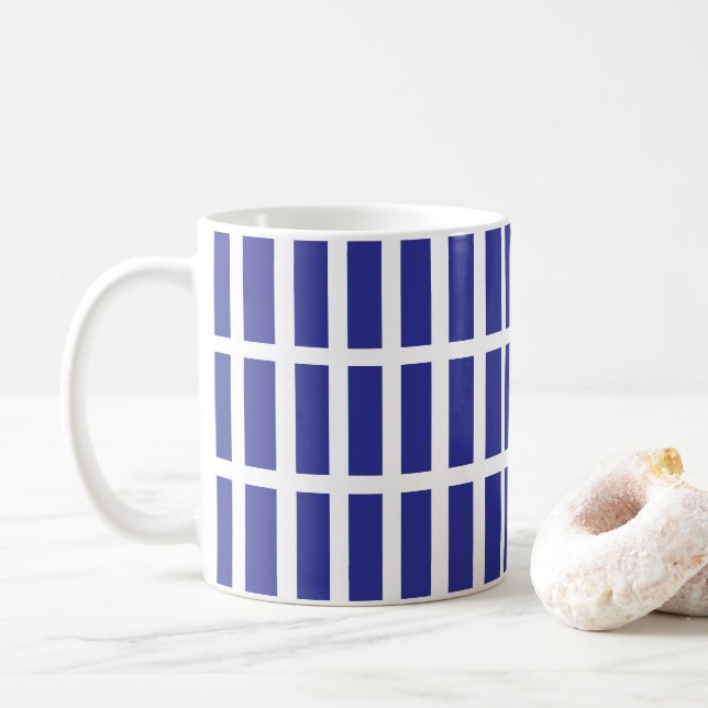 Caneca De Café Azul de faixa de cores (Com Donut)