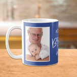 Caneca De Café Azul de foto personalizada do melhor Pop de Pop do<br><div class="desc">Uma engraçada caneca azul para a melhor pop de pop do mundo com uma foto de seus netos,  a "melhor Pop do mundo" na tipografia branca moderna e os nomes de seus netos.</div>