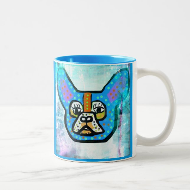 Caneca de café azul de Frenchie (Direita)