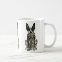 Caneca de café azul de Heeler do cão australiano