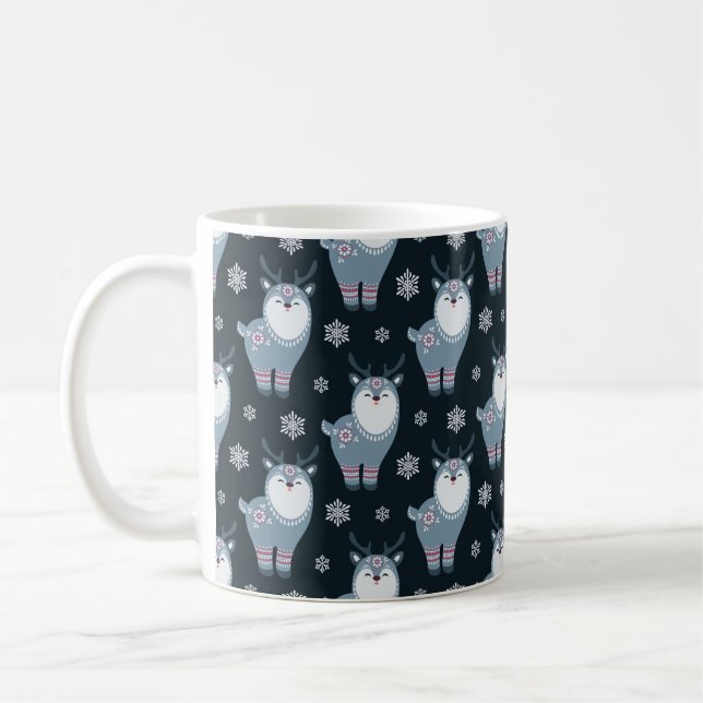 CANECA DE CAFÉ AZUL DE INVERNO E BRANCO FÉRIAS RENDA (Esquerda)