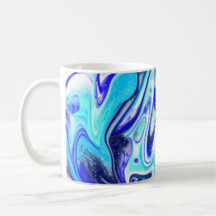 Caneca De Café Azul derretido Arte fluida