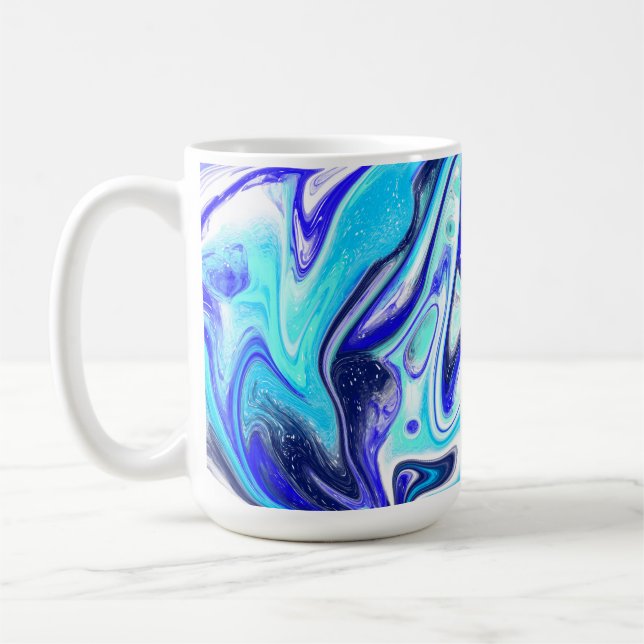 Caneca De Café Azul derretido | Arte fluida (Esquerda)